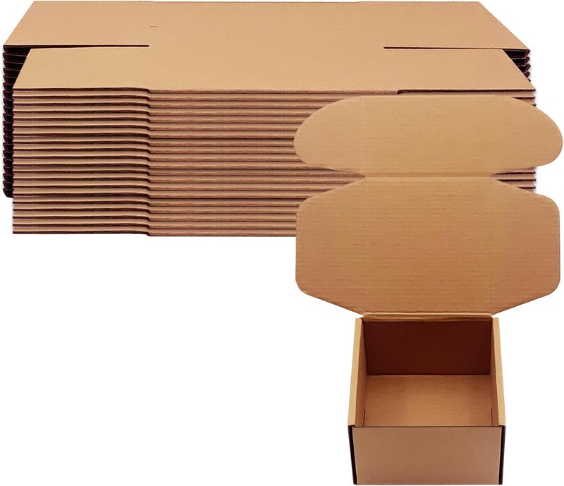 Livejun 5x5x3 inch Shipping Boxes Pack of 25, Brown Corrugated Cardboard Box Mailer Boxes for Packaging Small Business Shipping，Recyclable Moving Storage Mailing Boxes Bulk Book Literature Gift Giving - Image 1